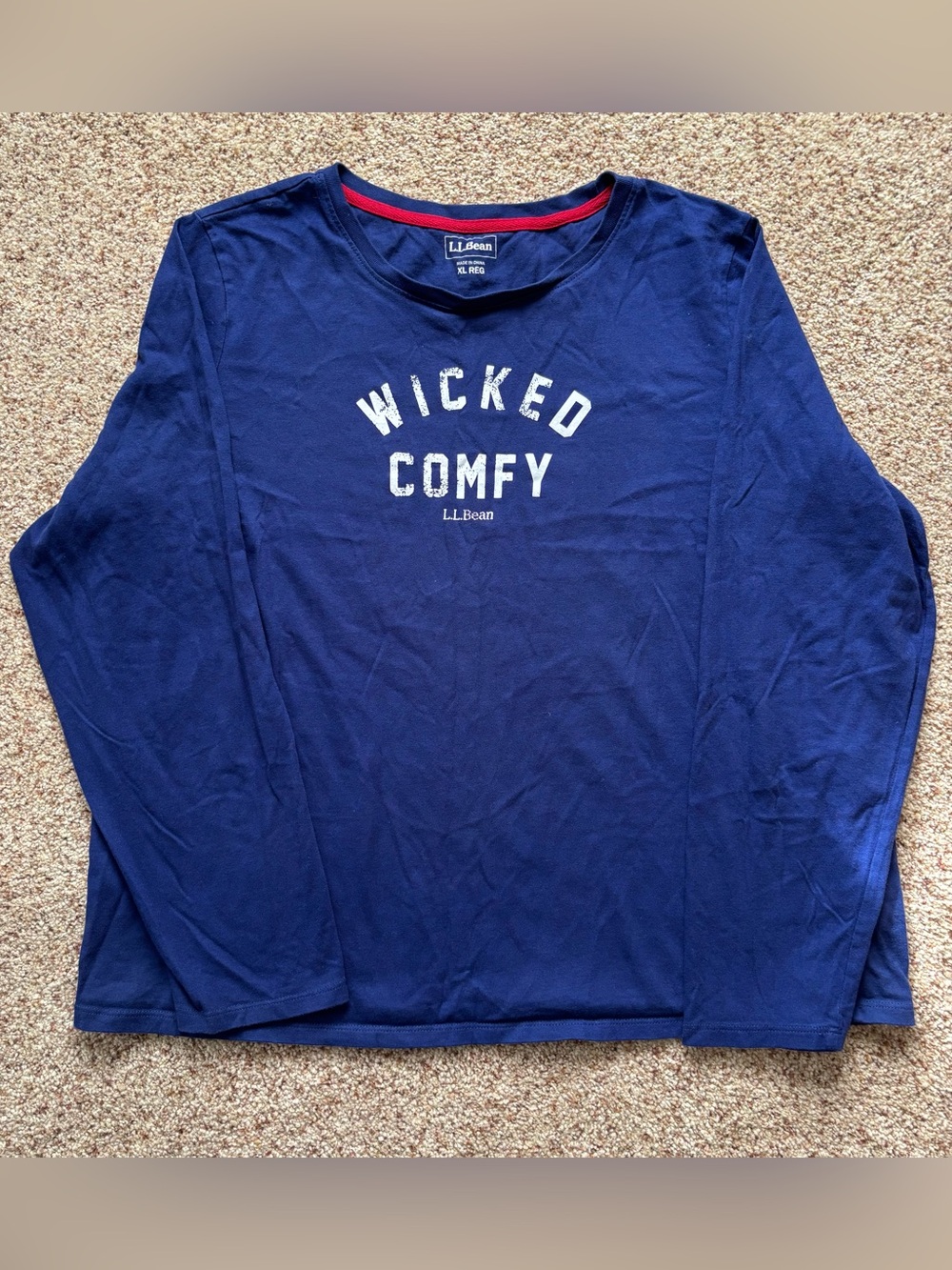 L.L. Bean Navy Long Sleeve 'Wicked Comfy' Pajama Tee